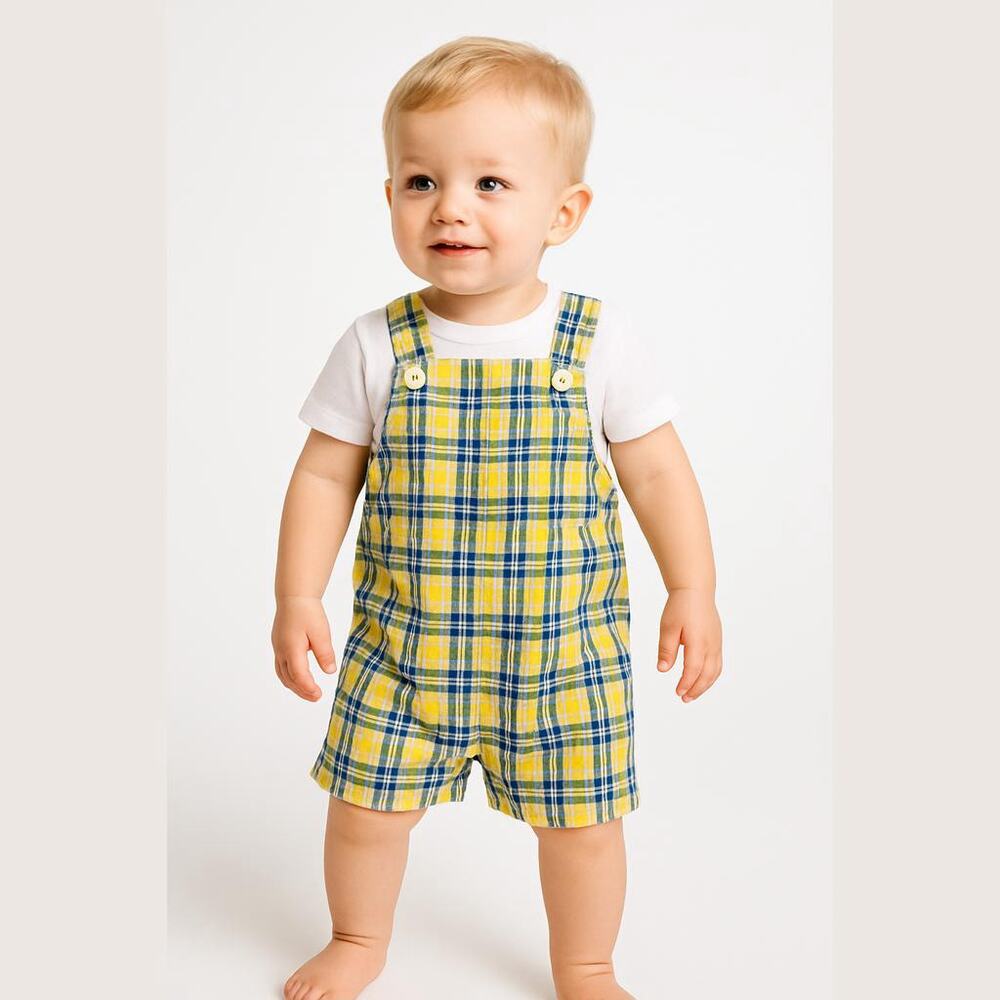Imp‎ Originals Romper Blue Green Yellow XL Plaid